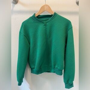 Shein Green Jacquard Lightweight Bomber in Emerald Green